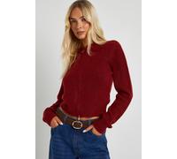 Boohoo Zip Through Collar Detail Knitted Cardigan In Dark Red dark red M