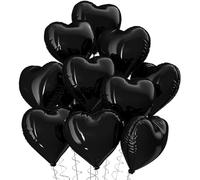 Boojarr Black 10Pcs Heart Balloons,18Inch Black Foil Heart Shape,Helium Love Balloons Decorations for Valentines Day, Engagement,Wedding,Anniversary,Birthday Party