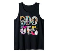 BooJee Boo JEE Halloween Ghosts Preppy Coquette Bow Plaid Tank Top