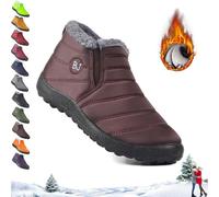 Boojoy Winter Boots, Men and Women's Winter Snow Boots,Waterproof Anti-Slip Fur Lining Slip On Outdoor Warm Ankle Boots (Coffee, Adult, Women, 7.5, Numeric, UK Footwear Size System, Medium)