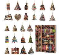 Book Advent Calendar 2025 Christmas Bookshelf Pendant Advent Calendars, Bookshelf Pendant Hanging Ornaments 24 Days Christmas Calendar Countdown Christma Hanging Decorations For Book Lovers