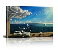 Book and Bird Canvas Wall Art, Salvador Dali Canvas Print, Famous Art Canvas Painting for Living Room Office Wall Decor 70x100cm(28x39in) withframe