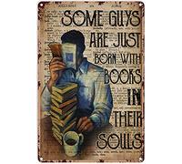 Book Art of War Book Some Guys are Just Born Witn Books in Their Souls Tin Sign Decoration Vintage Chic Metal Poster Wall Decor Art Gift for Home Living Room Library Bedroom Classroom 12x8 inch