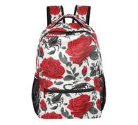 Book Bag Scorpion Red Roses Rucksack College High-capacity | Durable Backpacks Classic Daypacks Primary Work
