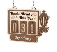 Book Bed Counter for the Current Year | Pendant with Reading Ornament, Wooden Book Plotter | for Teachers Writers Libraries Living Rooms and Home Environments