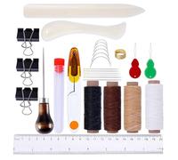 Book Binding Kits Bookbinding Kit Starter Tools Set Large-Eye Needles Bone Folder Paper Creaser Waxed Thread Awl for DIY Book Binding(ZF-HG-0096)