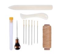 Book Binding Kits Bookbinding Kit Starter Tools Set Large-Eye Needles Bone Folder Paper Creaser Waxed Thread Awl for DIY Book Binding(ZF-HG-0064)