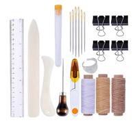 Book Binding Kits Bookbinding Kit Starter Tools Set Large-Eye Needles Bone Folder Paper Creaser Waxed Thread Awl for DIY Book Binding(ZF-HG-0276)