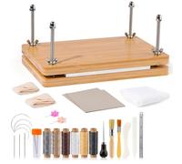 Book Binding Kits Bookbinding Plastic Bone Folder Creaser Waxed Thread Tools Set with Portable Binding Press Machine of Paulownia Wood(Type2)