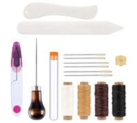 Book Binding Kits Edged Scoring Folder Sewing Thread Ruler Needles Tool Hand Bookbinding Tools Kit Set for Bone(15pcs)