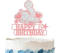 Book Birthday Cake Topper - Glitter Book Birthday Party Decorations for Book Lovers Book Themed Party Decorations