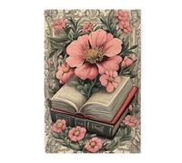 Book Blooming Red Flower Puzzle,Adults 500 Piece Botanical Art Wood Puzzles,Vintage Classic Aesthetics,Let Your Imagination Run Wild,Hands-On Assembly of Your Home Décor Wall Art