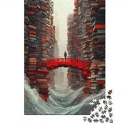 Book Bridge Fantasy Cityscape 1000-Piece Puzzle for Adults, 52x38cm/1000pcs; White Cardboard for Simple Sorting; for An Enjoyable Break at The Table