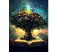 Book Butterfly Paint by Numbers for Adults with Frame, Large Paint by Number Canvas Kits, DIY Color Oil Painting Acrylic Paints with Brushes, Hobbies for Adults Women, Home Wall Decor 50x70cm J8-703