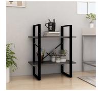 vidaXL Solid Pine Wood 2-Tier Book Cabinet Grey Home Storage Rack Bookcase