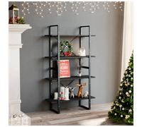 Book Cabinet 2-Tier Grey Engineered Wood & Metal 80x30x70cm Slim Organizer Shelf