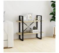 Book Cabinet 2-Tier Sonoma Oak 80x30x70 cm. Engineered Wood Metal Storage Shelf