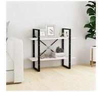 Book Cabinet 2-Tier White 80x30x70 cm Engineered Wood & Metal Storage Shelf Home