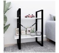 Book Cabinet 2-Tier White Engineered Wood & Metal 60x30x70 cm Shelf Storage