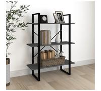 Book Cabinet 3-Tier Grey Sonoma 80x30x105 cm Engineered Wood & Metal Slim Office