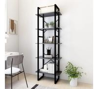Book Cabinet 5-Tier Grey Sonoma 80x30x175cm Engineered Wood & Metal StorageUnit