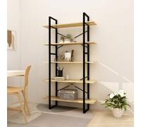 Book Cabinet 5-Tier Pine & Metal Industrial 2-pc Black/Light Brown 100x30x175cm