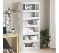 Book Cabinet 6-Shelf White Engineered Wood 80x30x198cm Slim Open Display Corner
