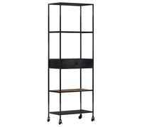 Book Cabinet 60x35x180 cm Rough Mango Wood & Iron
