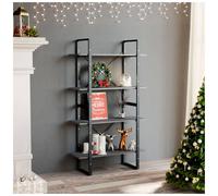 Book cabinet 80x30x70 cm Grey engineered wood & metal 2-tier slim display unit