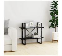 Book Cabinet 80x30x70cm Black Engineered Wood & Metal 2-Tier Storage Shelf Extra