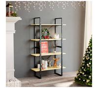 Book Cabinet 80x30x70cm Natural Engineered Wood Metal 2-Tier Storage Shelf Home