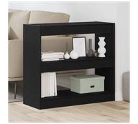 Book Cabinet 80x30x72cm Black Oak Engineered Wood 2-Shelf Freestanding Modern