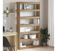 Book Cabinet Artisan oak 100x30x198cm Engineered Wood 6 Shelves Tall Minimalist