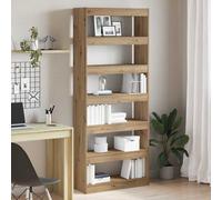 Book cabinet Artisan oak 80x30x198cm Engineered wood 6-shelf Modern storage unit