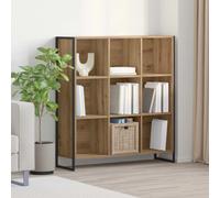 Book Cabinet Artisan Oak 99.5x30x108.5cm Engineered Wood 9Shelf Industrial Steel