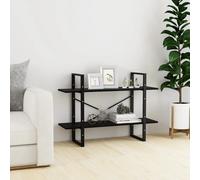 Book Cabinet Black 100x30x70 cm Engineered Wood & Metal Industrial Shelf Storage