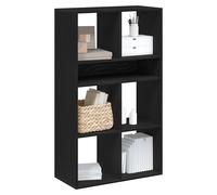 Book Cabinet Black Engineered Wood 66x31x112 cm Slim Storage Shelf -wall anchors