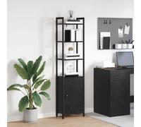 Book Cabinet Black Oak 40x24x161cm Industrial Engineered Wood Six Shelves 1 Door