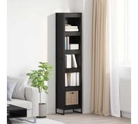 Book cabinet Black Oak 40x30x189.5cm Engineered Wood 3-Shelf Industrial Tall