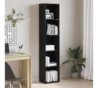 Book Cabinet Black Oak 40x30x189 cm Engineered Wood 5Shelf Tall Storage for Home
