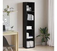 Book Cabinet Black Oak 40x30x189 cm Engineered Wood 5Shelf Tall Storage for Home