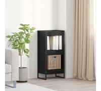 Book Cabinet Black Oak 40x30x86.5cm Engineered Wood 3-Shelf Industrial Durable.