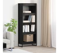 Book Cabinet Black Oak 60x30x155cm Engineered Wood Industrial Storage Unit Shelf