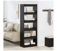 Book Cabinet Black Oak 60x30x166cm Engineered Wood 5 Shelves Modern Storage Slim