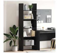 Book Cabinet Black Oak 60x35x180cm Engineered Wood 5-Tier Shelving Durable Slim