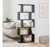 Book Cabinet Black Oak 70x24x161cm Engineered Wood 5 Shelves Modern Slim Sturdy
