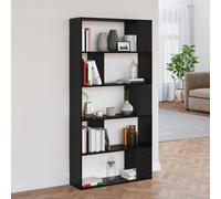Book Cabinet Black Oak 80x24x159cm Engineered Wood 7-Shelf Modern Storage Tall