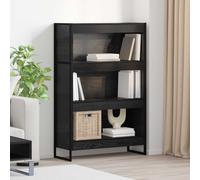 Book Cabinet Black Oak 80x30x121 cm Engineered Wood Industrial Storage SlimUnit