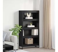 Book Cabinet Black Oak 80x30x155cm Engineered Wood 6 Compartments Industrial Pro