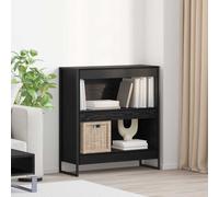 Book Cabinet Black Oak 80x30x86.5cm Engineered Wood 3-Shelf Industrial Compact.
